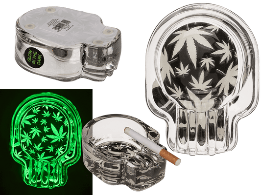 Glass ashtray, Cannabis Skull,