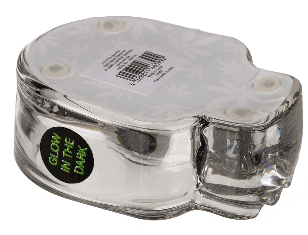 Glass ashtray, Cannabis Skull,
