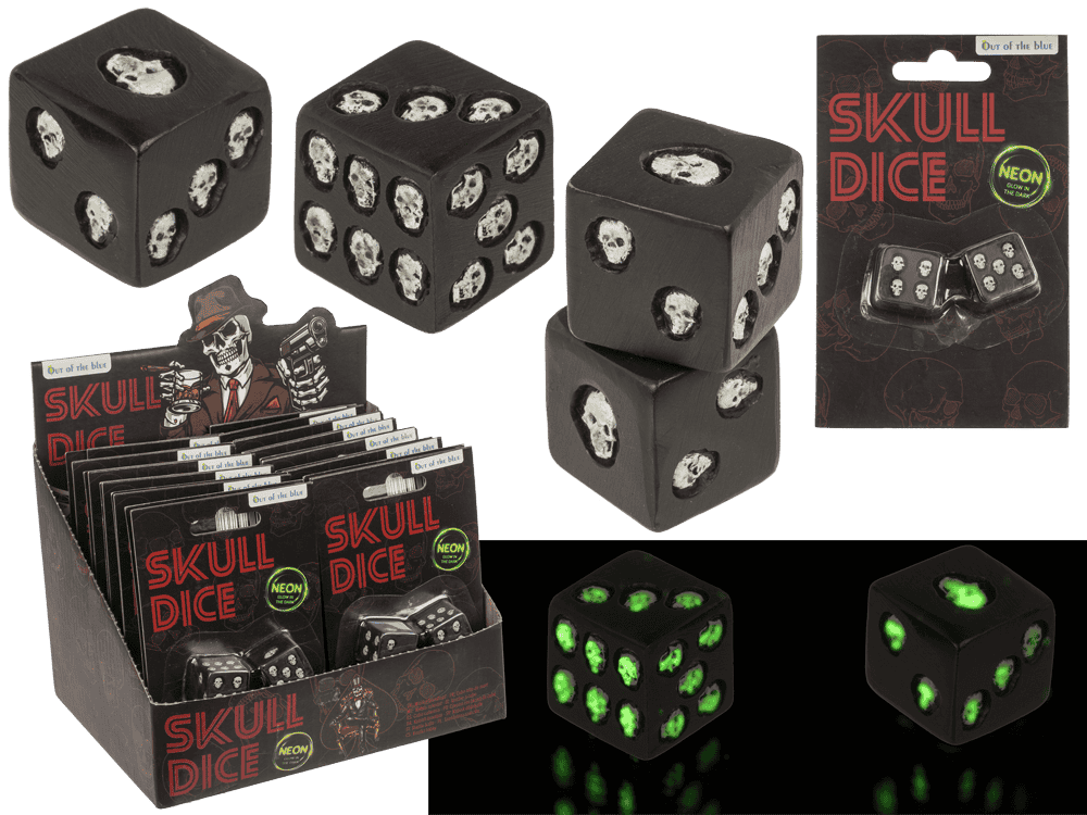Dice, Skull, glow in the dark,