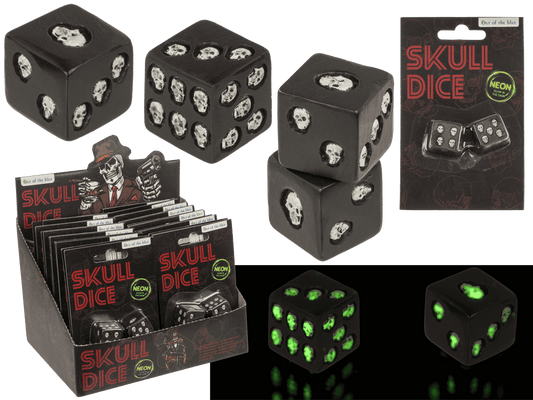 Dice, Skull, glow in the dark,