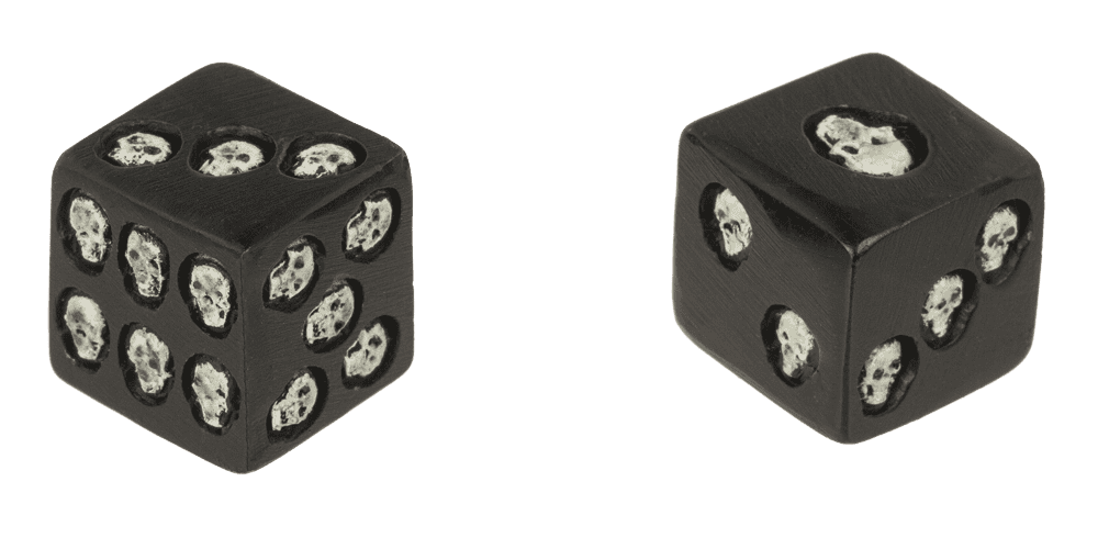 Dice, Skull, glow in the dark,