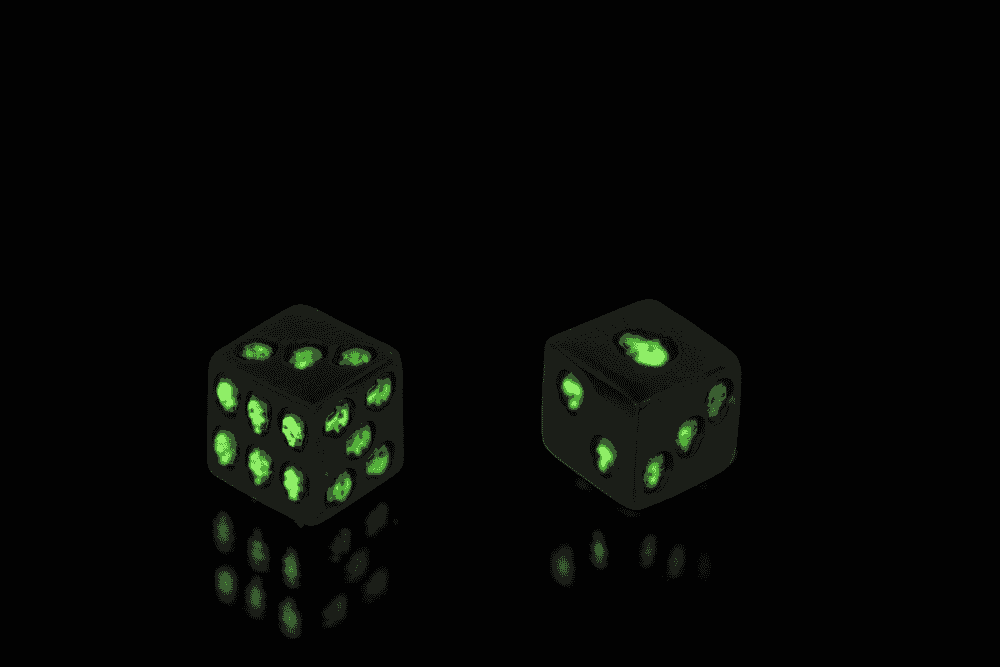 Dice, Skull, glow in the dark,
