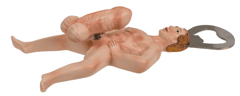 Metal bottle opener with magnet, Erotic man,