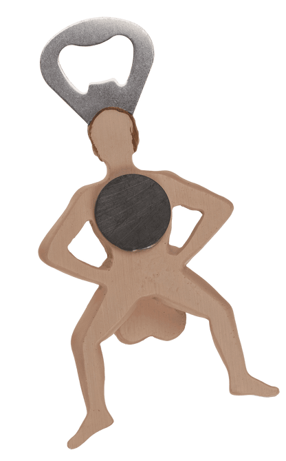 Metal bottle opener with magnet, Erotic man,