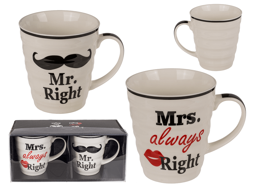 Porcelain mug, Mr Right & Mrs Always Right,