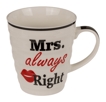 Porcelain mug, Mr Right & Mrs Always Right,