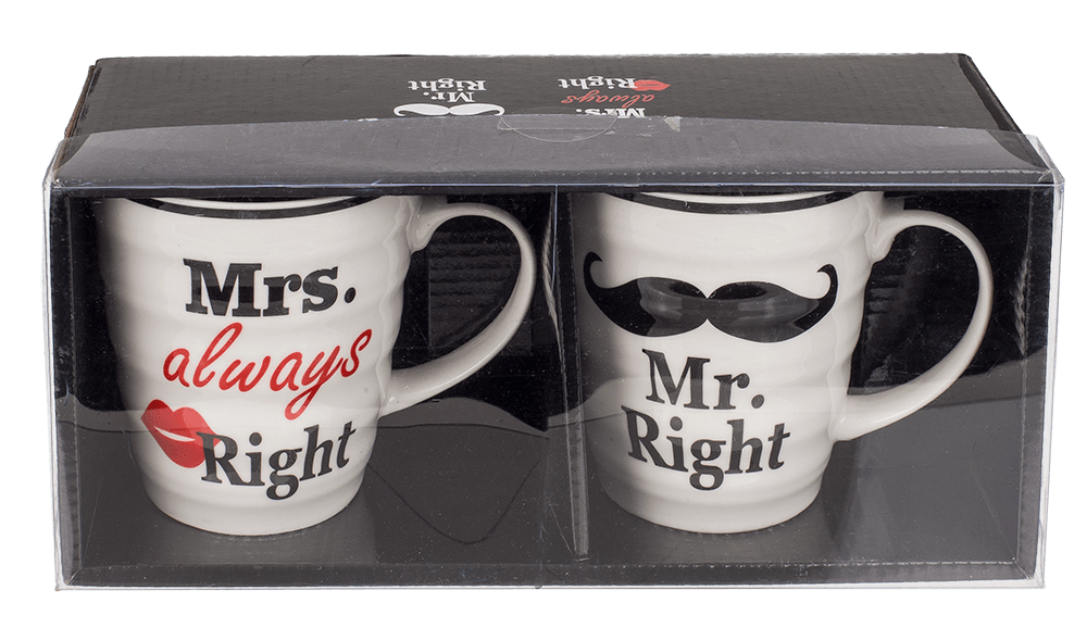 Porcelain mug, Mr Right & Mrs Always Right,