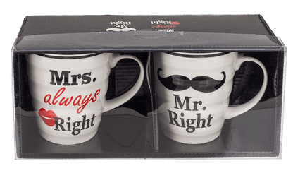 Porcelain mug, Mr Right & Mrs Always Right,