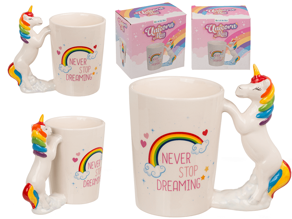 Mug with unicorn figurine handle,
