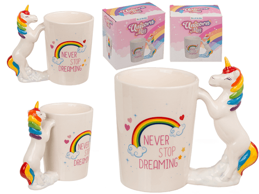 Mug with unicorn figurine handle,