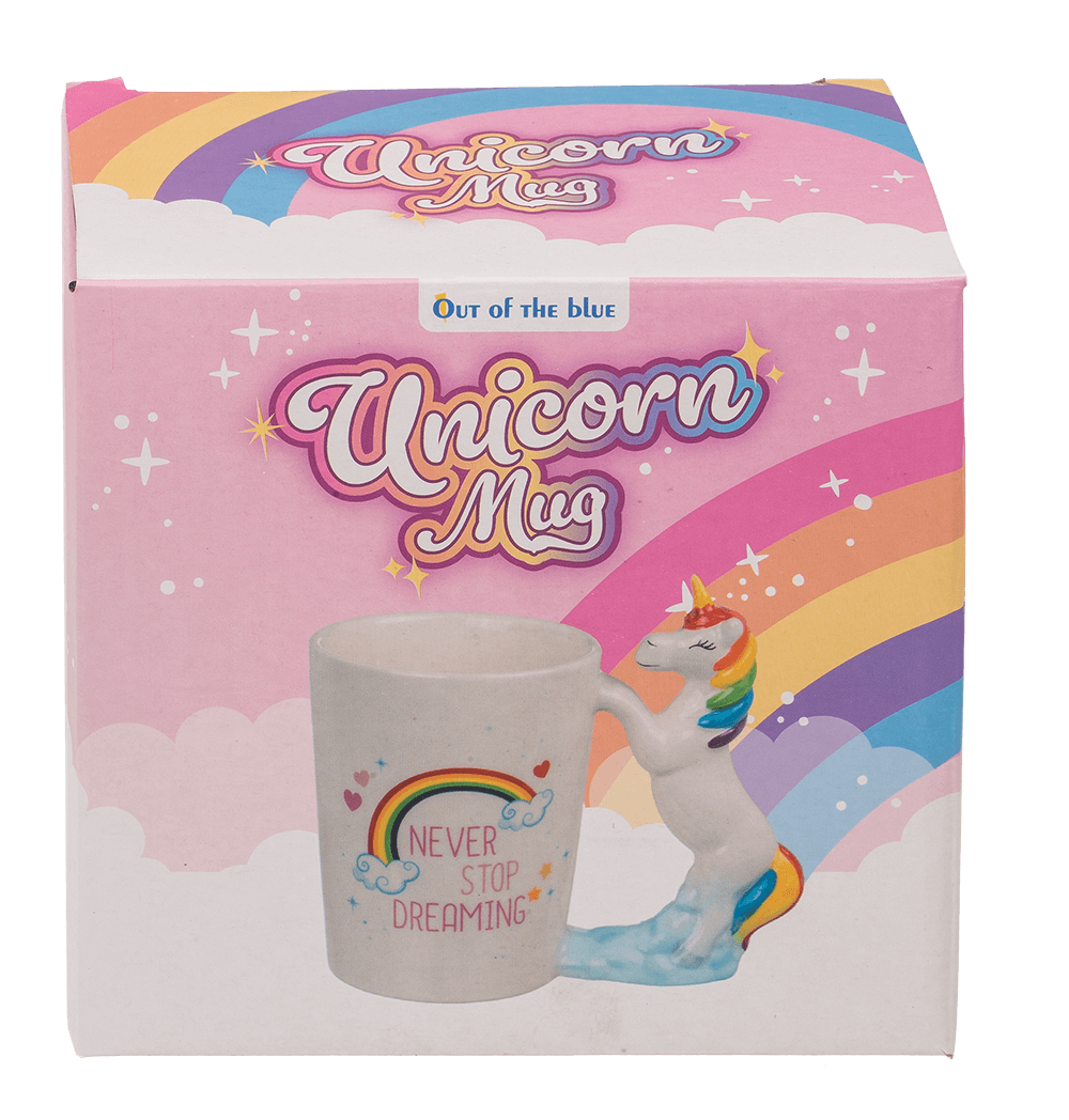 Mug with unicorn figurine handle,