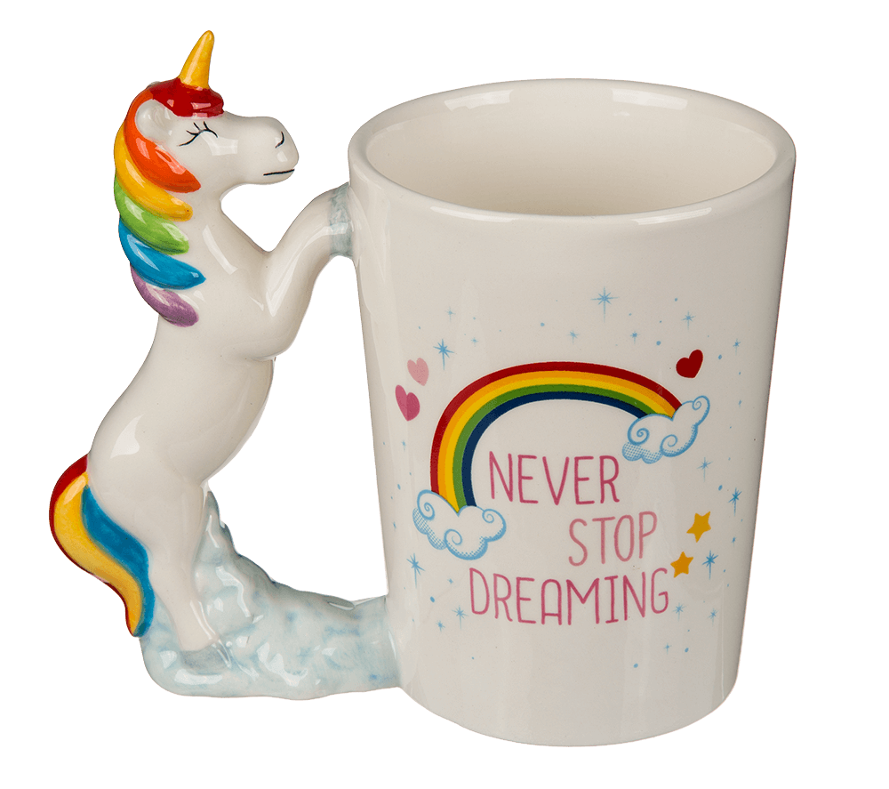 Mug with unicorn figurine handle,