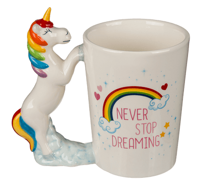 Mug with unicorn figurine handle,