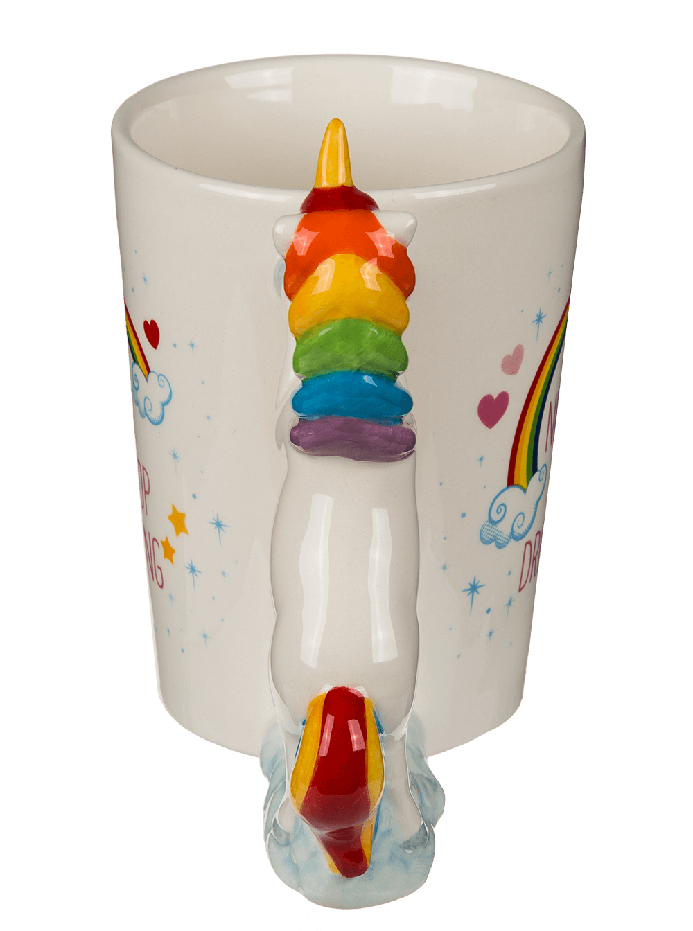 Mug with unicorn figurine handle,