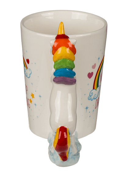 Mug with unicorn figurine handle,