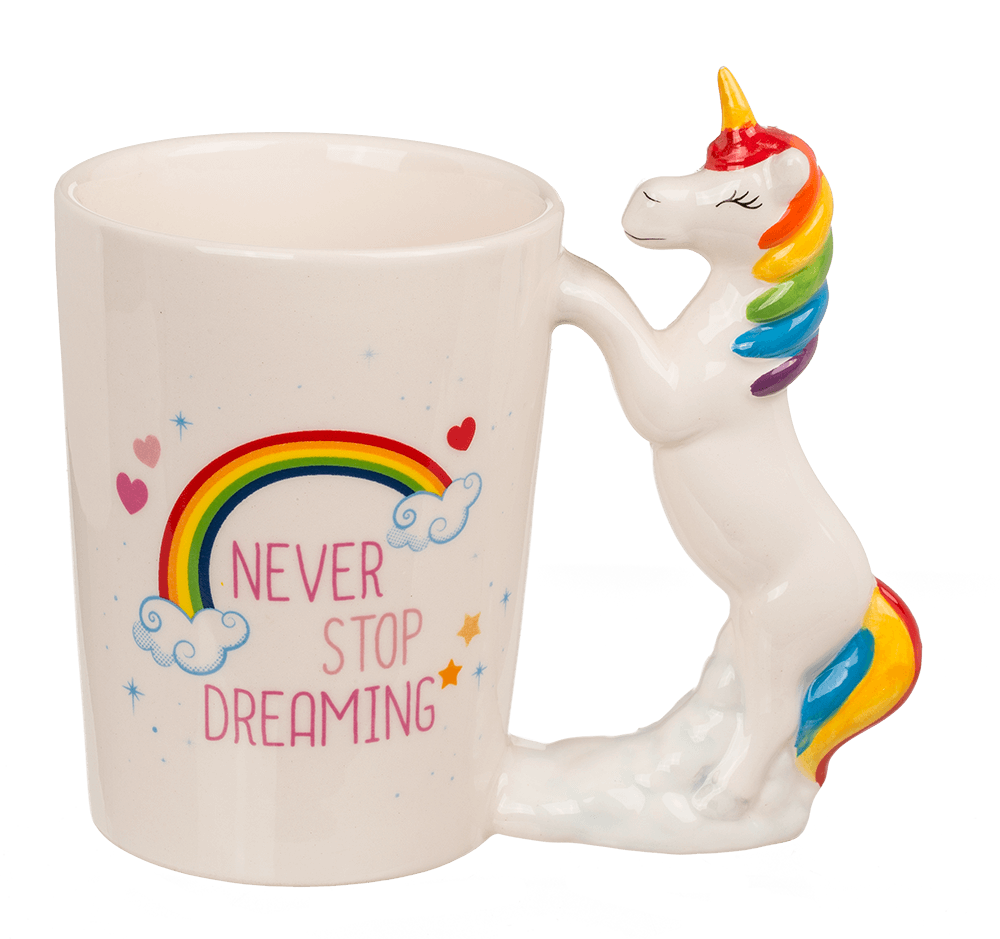 Mug with unicorn figurine handle,