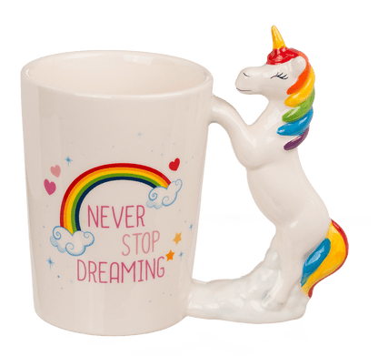 Mug with unicorn figurine handle,