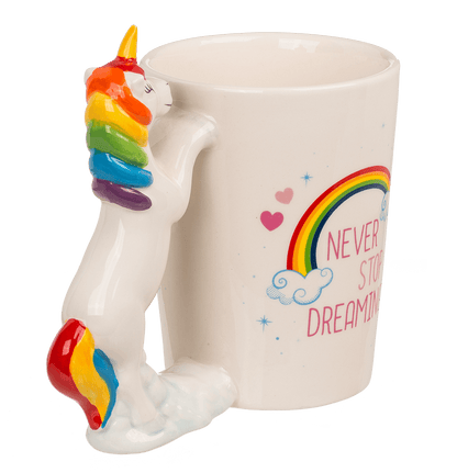 Mug with unicorn figurine handle,
