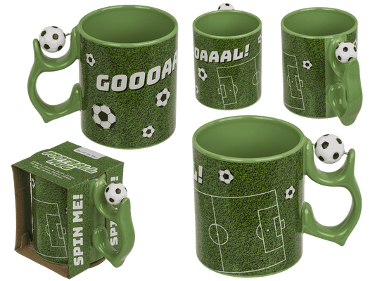 Mug, football, with spinner handle,