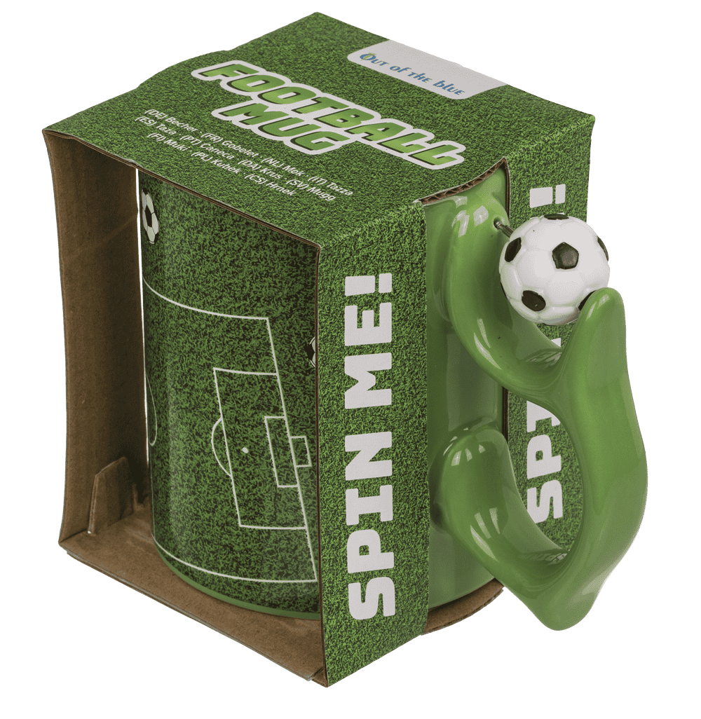 Mug, football, with spinner handle,