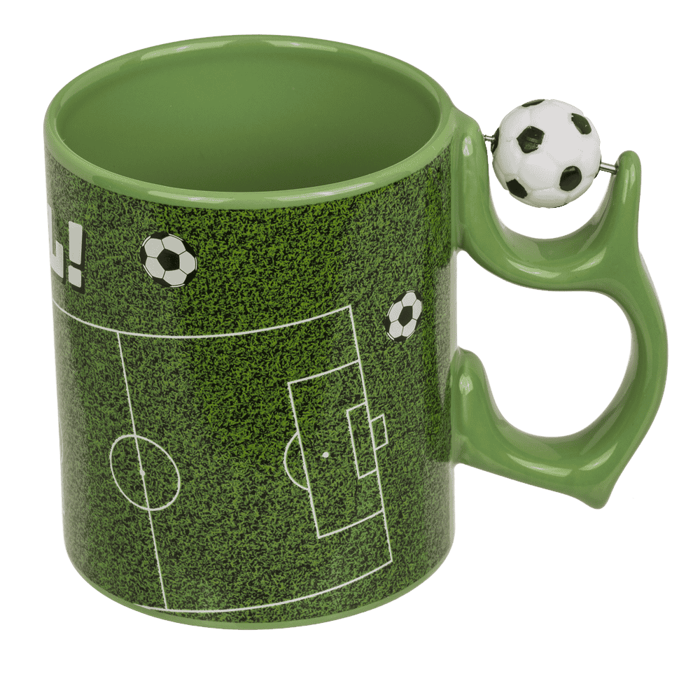 Mug, football, with spinner handle,