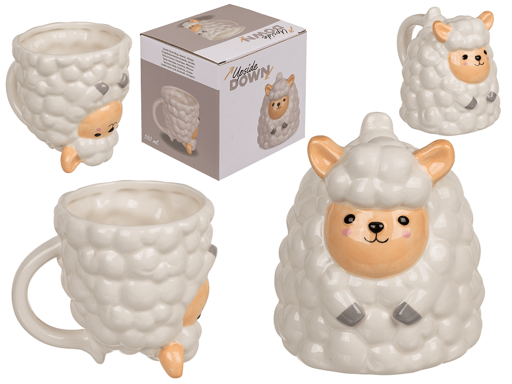 Upside Down Mug, Sheep, ca. 12 x 14 cm, dolomite