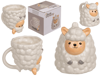 Upside Down Mug, Sheep, ca. 12 x 14 cm, dolomite