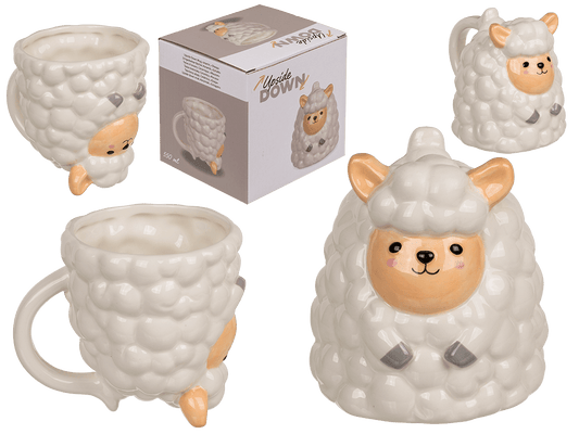 Upside Down Mug, Sheep, ca. 12 x 14 cm, dolomite
