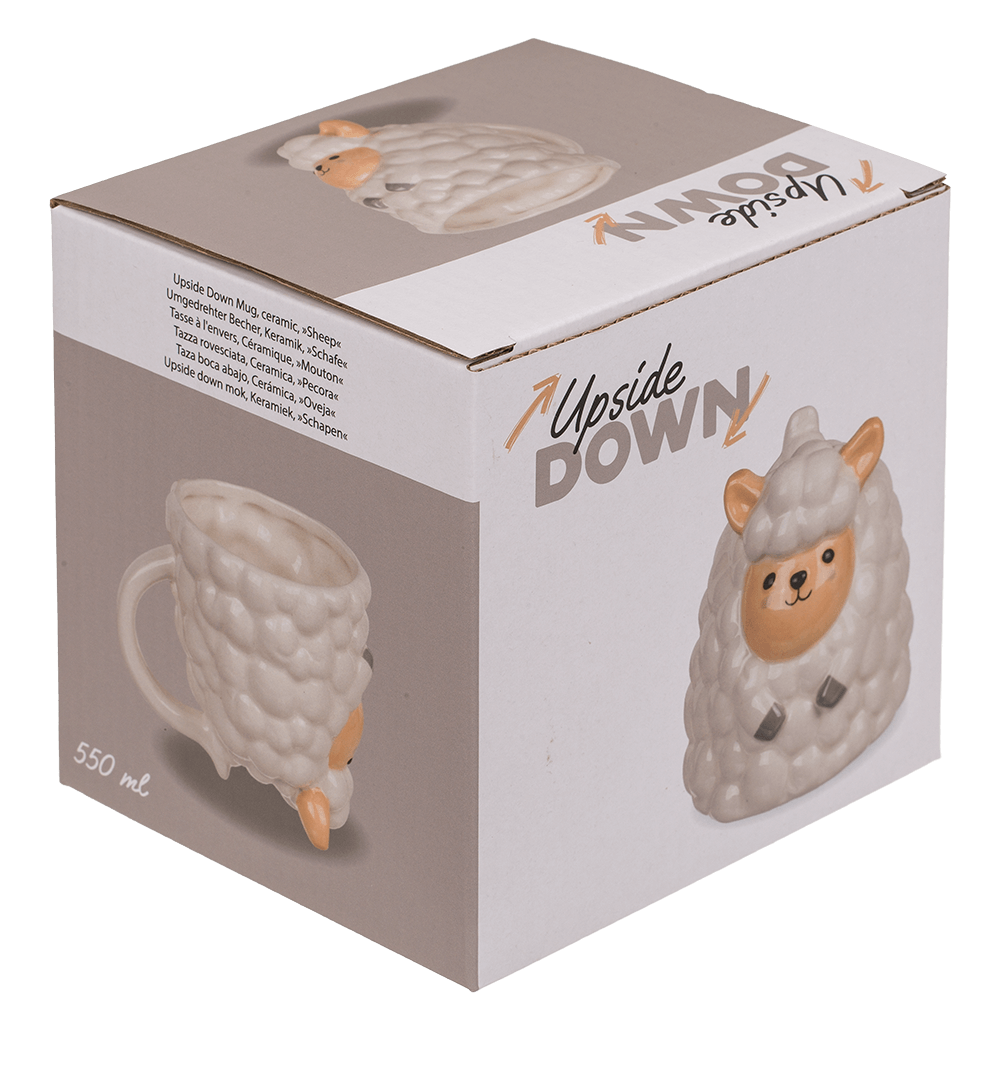 Upside Down Mug, Sheep, ca. 12 x 14 cm, dolomite