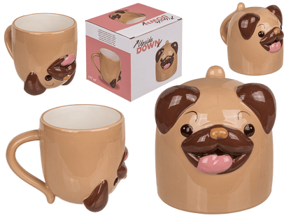 Upside Down Mug, Pug, ca. 12 x 14 cm, dolomite