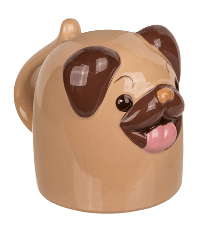 Upside Down Mug, Pug, ca. 12 x 14 cm, dolomite
