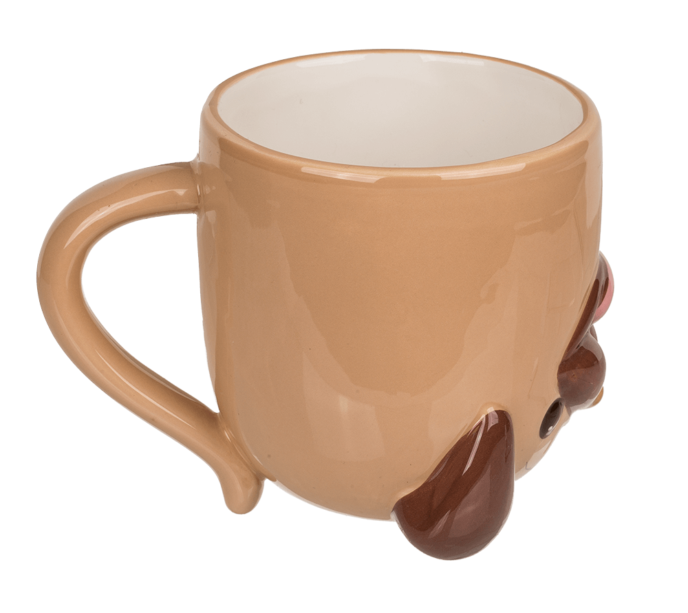 Upside Down Mug, Pug, ca. 12 x 14 cm, dolomite