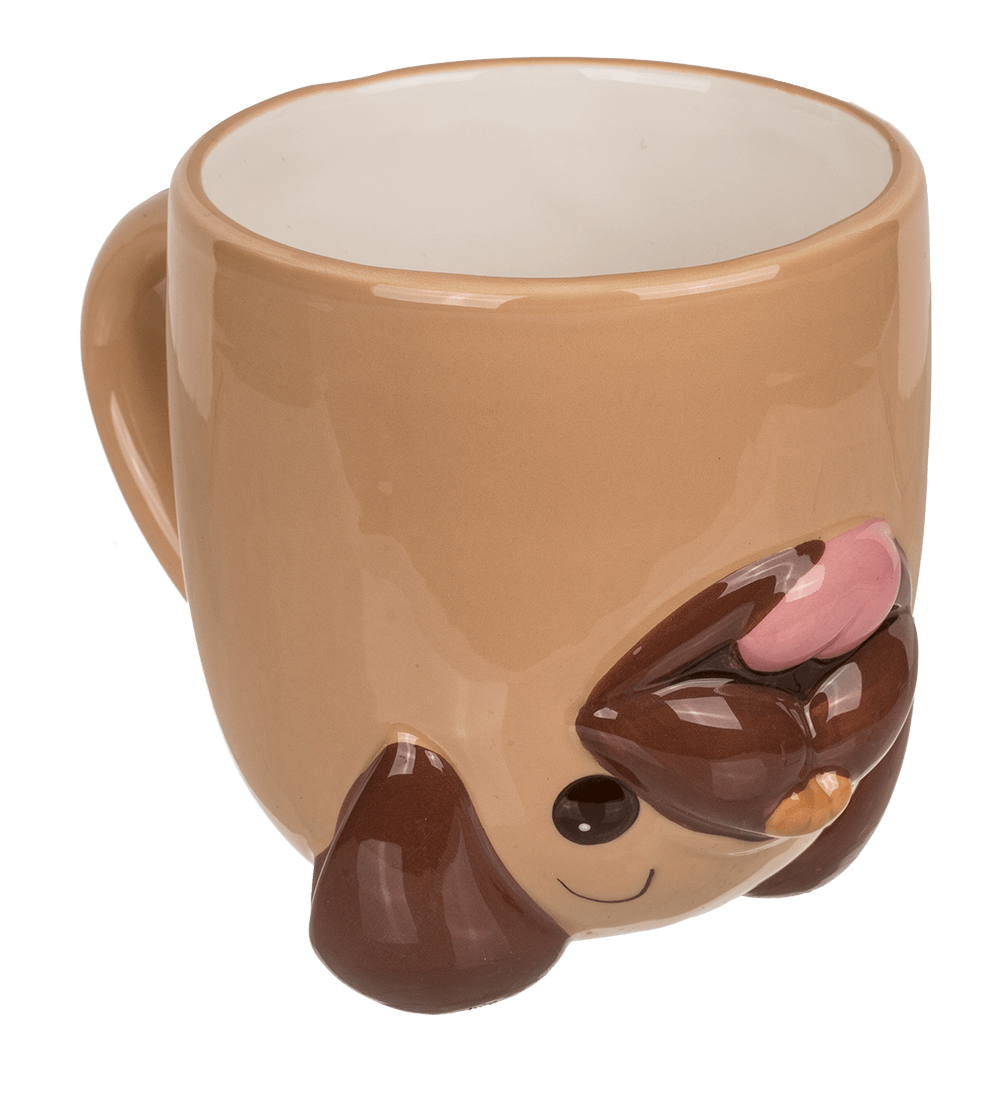 Upside Down Mug, Pug, ca. 12 x 14 cm, dolomite