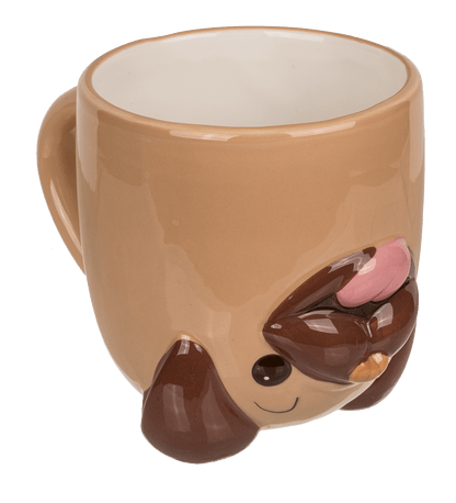 Upside Down Mug, Pug, ca. 12 x 14 cm, dolomite