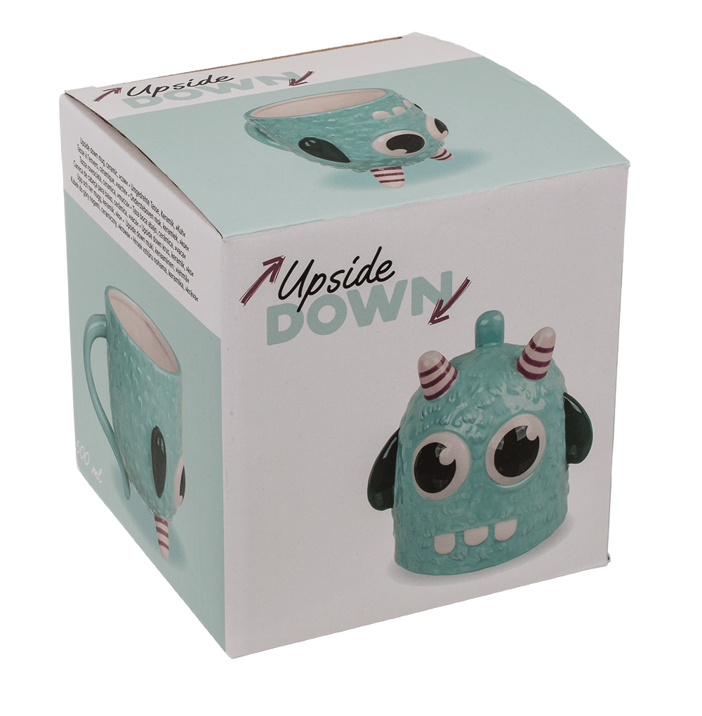 Upside Down Mug, Monster, blue, ca. 12 x 14 cm,