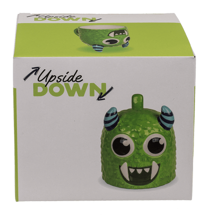 Upside Down Mug, Monster, green, ca. 12 x 14 cm,