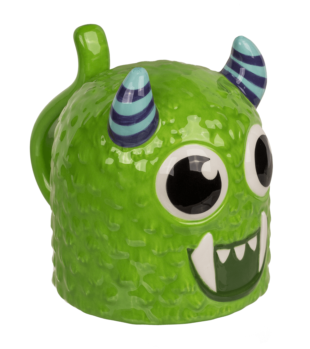 Upside Down Mug, Monster, green, ca. 12 x 14 cm,