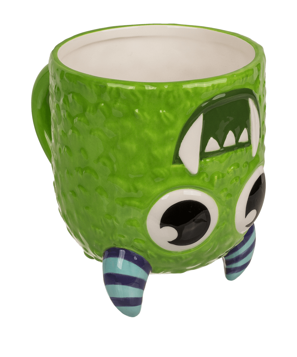 Upside Down Mug, Monster, green, ca. 12 x 14 cm,