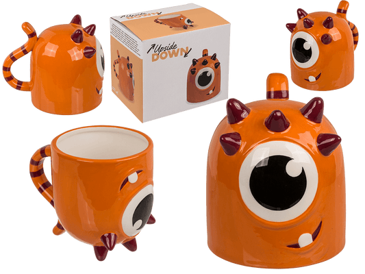 Upside Down Mug, Monster, orange, ca. 12 x 14 cm,