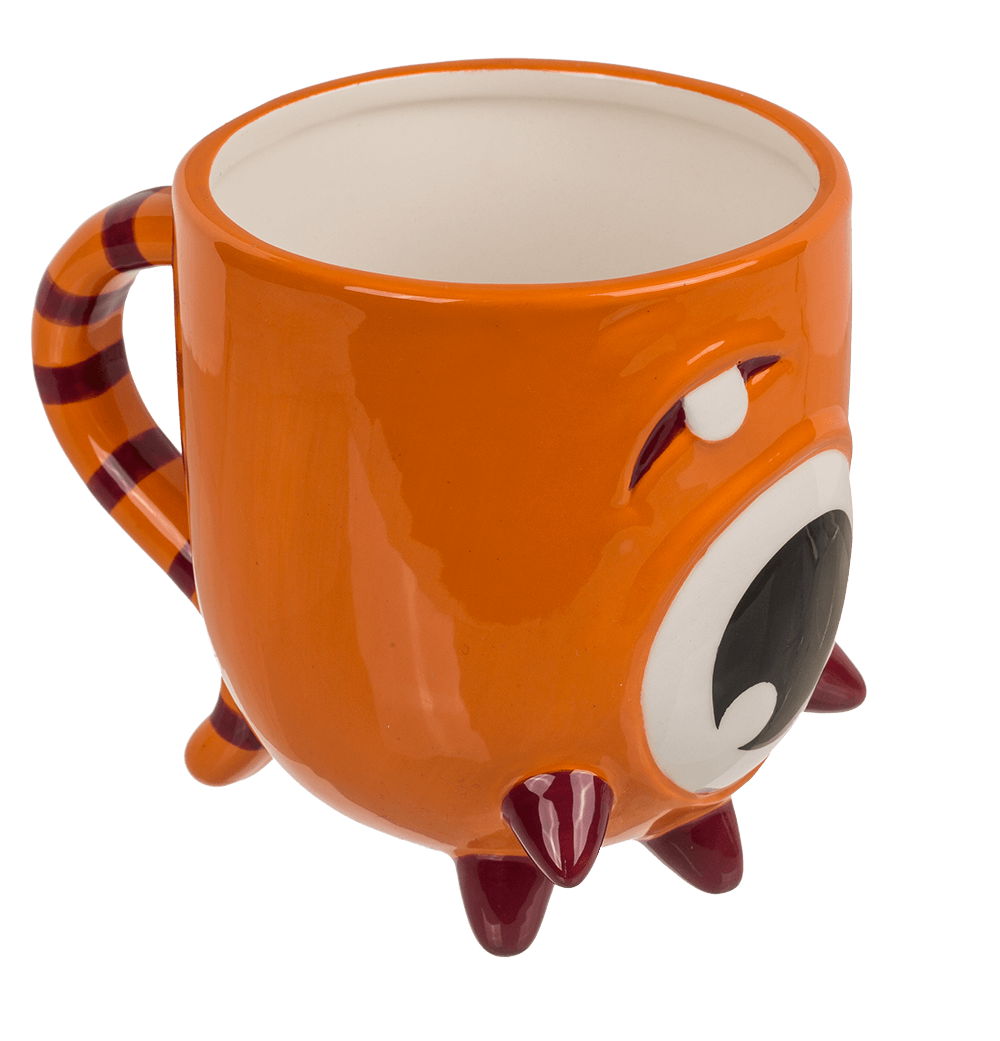 Upside Down Mug, Monster, orange, ca. 12 x 14 cm,