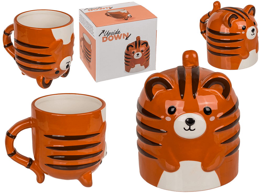 Upside Down Mug, Tiger, ca. 12 x 14 cm, dolomite,
