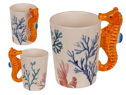 Stoneware mug,Seahorse,11 x 8,5 cm,300 ml,