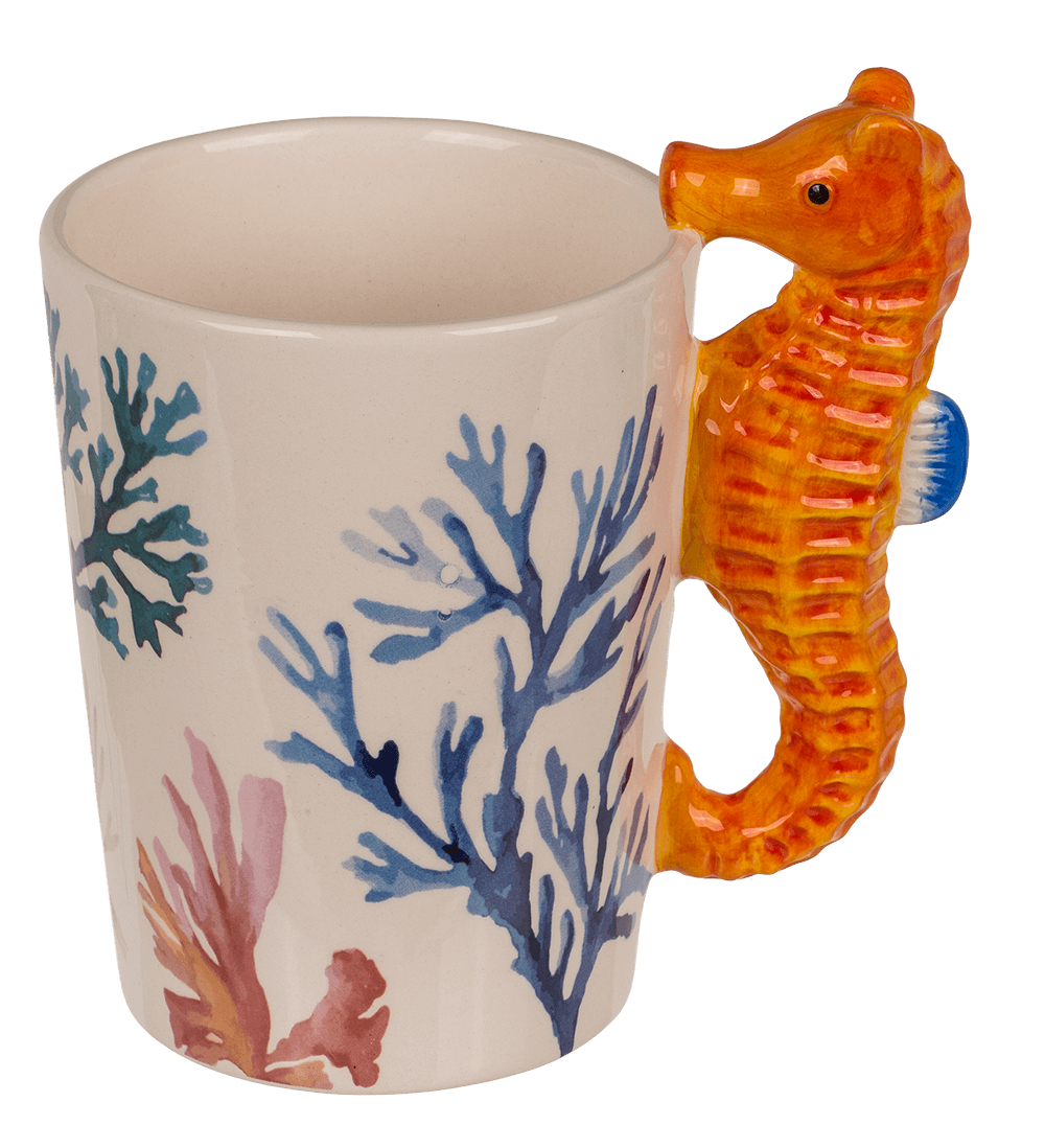 Stoneware mug,Seahorse,11 x 8,5 cm,300 ml,
