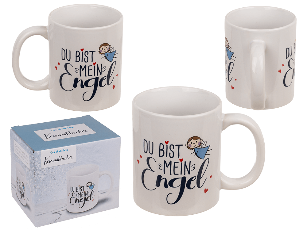 Stoneware Mug,Du bist mein Engel, 9 x 8 cm,