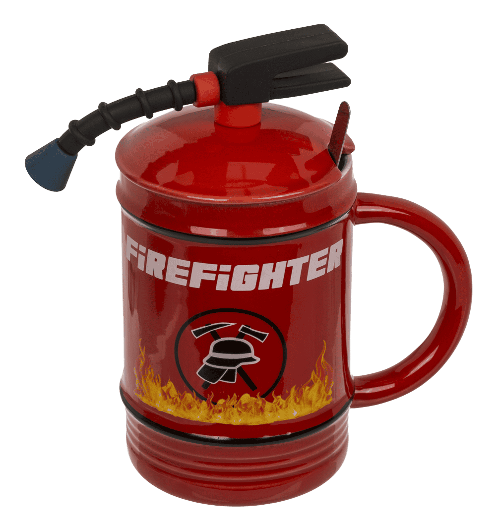 Mug, Fire Fighter, Ceramic, with lid and spoon,