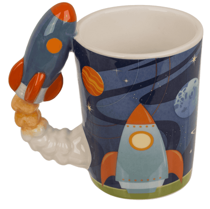 Mug with rocket handle, Space, 13 x 13,5 cm,