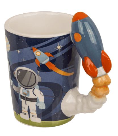 Mug with rocket handle, Space, 13 x 13,5 cm,