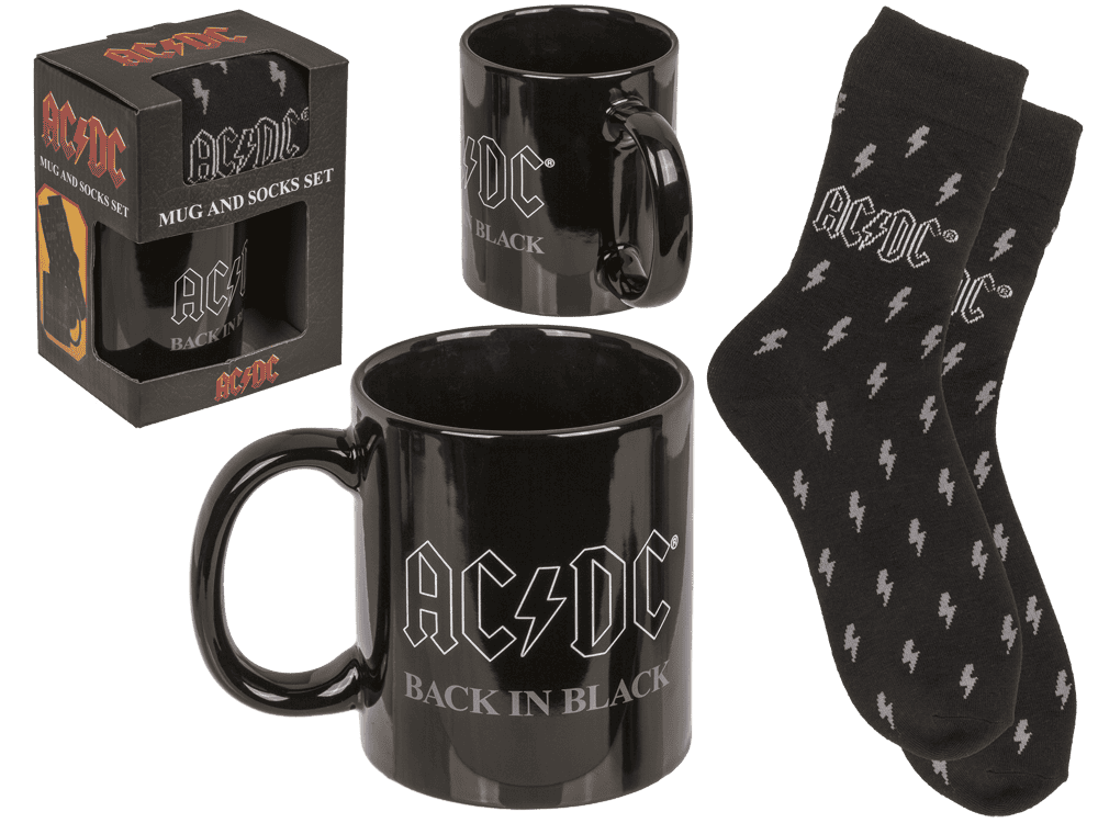 Gift set, AC/DC "Back in Black", mug and socks,