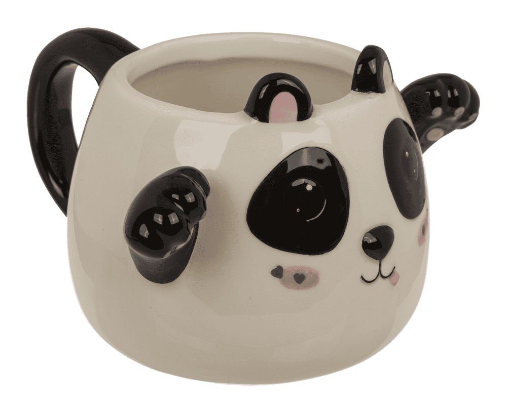 Mug, Huggy Mug, Panda, dolomite, 15 x 10 cm,