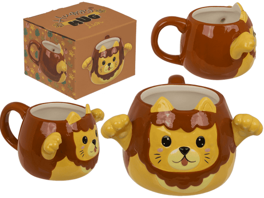 Mug, Huggy Mug, Lion, dolomite, 15 x 10 cm,